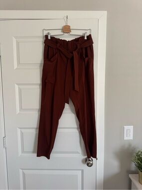 Athleta High-Waist Paperbag Trousers in Deep Burgundy
